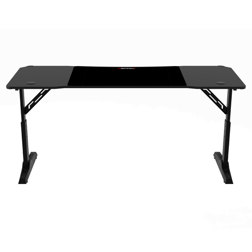Pevný herní stůl 160x60cm, RGB LED, výběr výšky, melamin, carbon, LT-H1216 BK