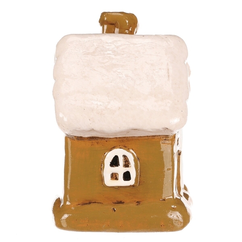 Domeček keramický - LED osvětlení, zelený s bílou střechou