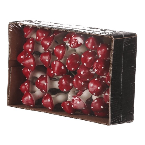 Houby na drátku - barva tmavě červená, cena za balení (48 ks)