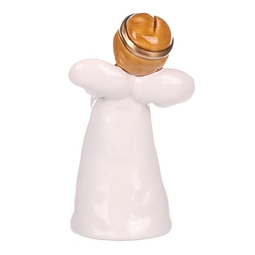 Anděl - keramická figurka, bílá se zlatým srdcem