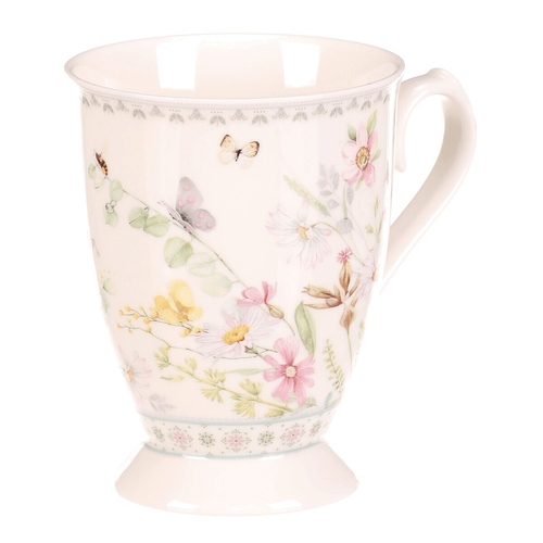 Hrnek malovaný - porcelán, dárková dóza, motiv rozkvetlé louky