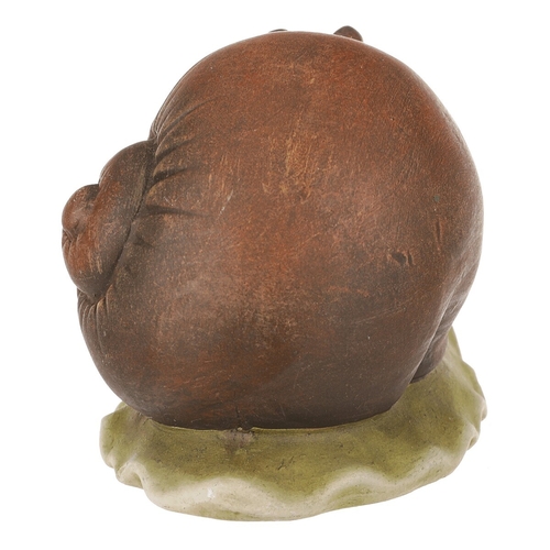 Šnek - keramická figurka, vel. M, zeleno-hnědý