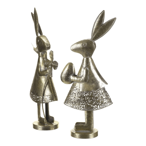 Zajíc - kovová dekorace, zlatá, mix 2, cena za 1 ks