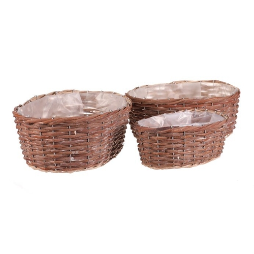 Obal proutěný - oválný, přírodní, cena za sadu 3 ks