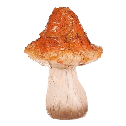 Houba z polyresinu - spičatý klobouk s listím, žlutá