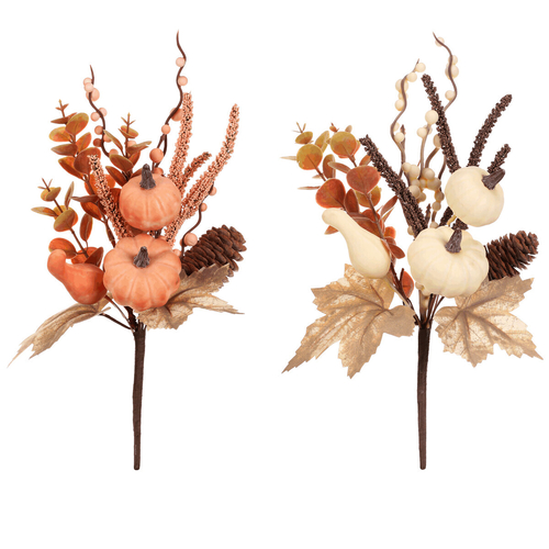 Větev umělá - dýně, bobule, listí a šišky, mix 2, cena za 1 ks