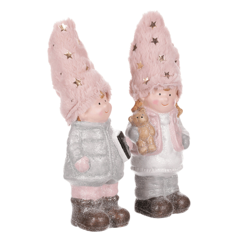 Děti s čepicí - keramické figurky, mix 2, cena za 1 ks