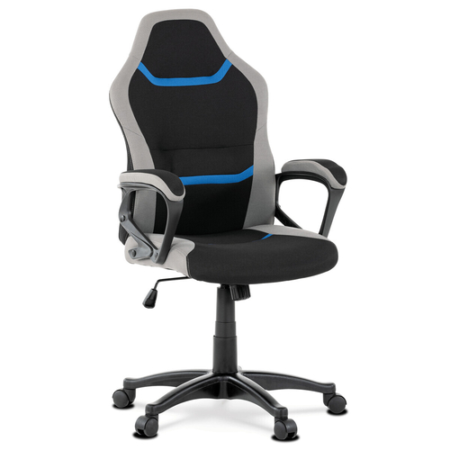 Herní židle, houpací mechanismus, černá látka, KA-L611 BLUE