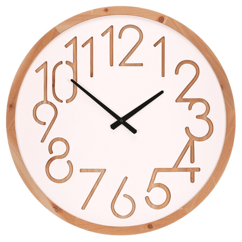 Hodiny nástěnné - pr. 60 cm, MDF a dřevěný rám, bílé