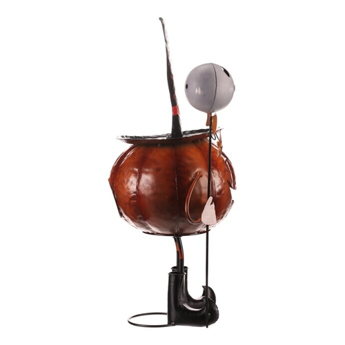 Dýně strašidelná na nohou - kovová dekorace, oranžová