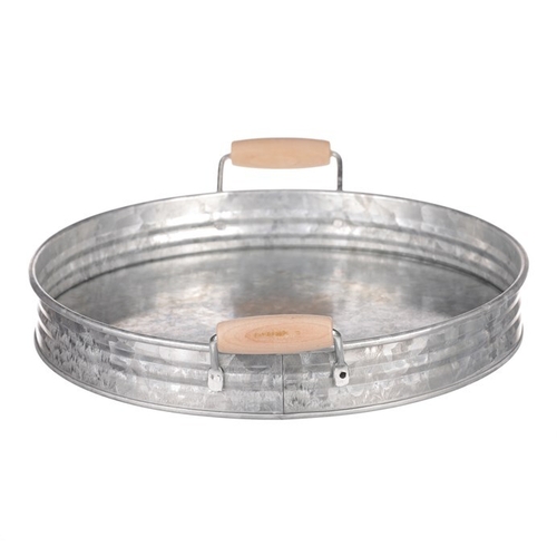 Tác kovový - tvar pánve, zinkový, barva stříbrná