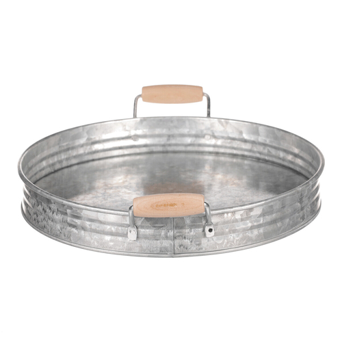 Tác kovový - tvar pánve, zinkový, barva stříbrná