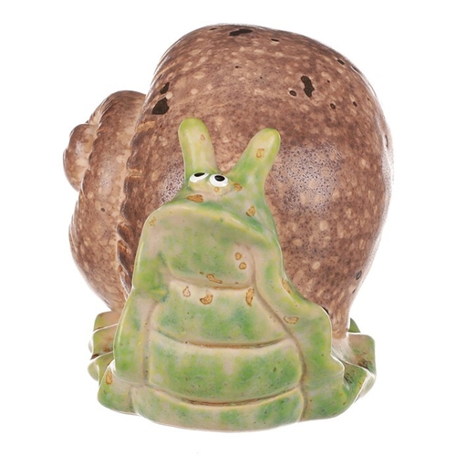 Šnek - keramická figurka, vel. S, zeleno-hnědý