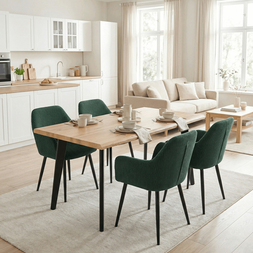 Jídelní židle, zelená, manšestrová látka, DCH-V4009 GRN6