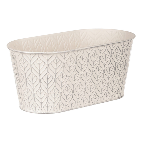 Obal kovový - truhlík, stříbrný vzor, barva krémová