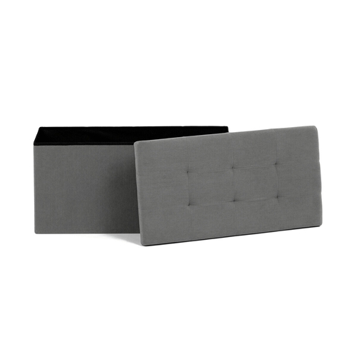 Taburet s úložným prostorem, šedá, manšestrová látka, TAB-472 GREY6