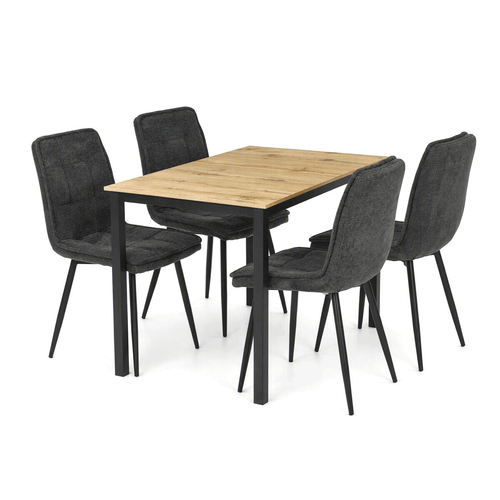 Jídelní set s 4 židlemi Leonis, šedá, 110x70x75cm, mdf, divoký dub, ASE-1043 GREY2