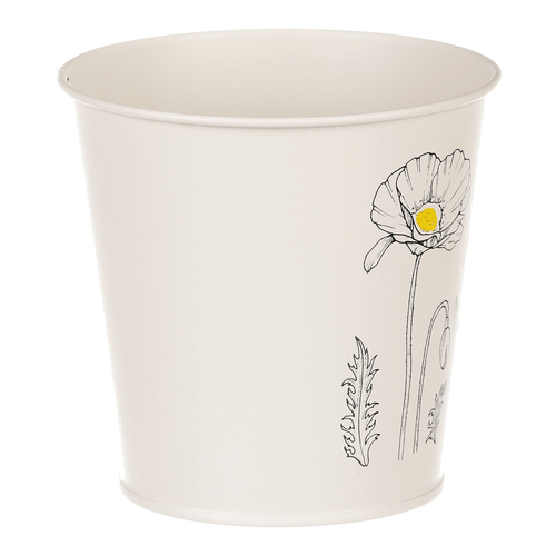 Obal kovový - kulatý s kvetoucím mákem, barva krémová
