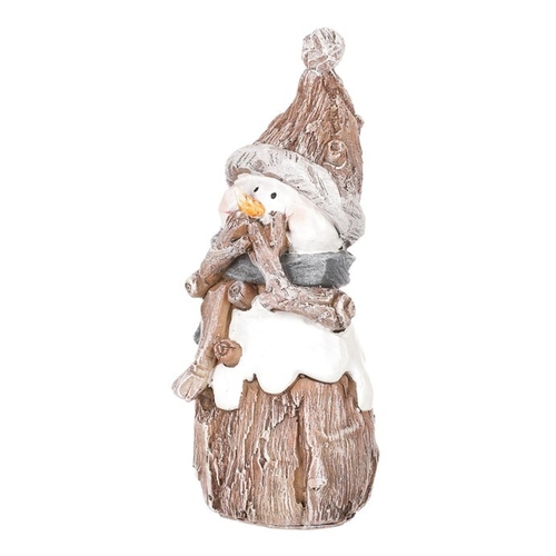 Sněhulák - figurka z polyresinu, imitace dřeva
