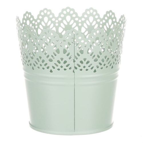 Obal kovový - kulatý, krajkový okraj, barva zelená