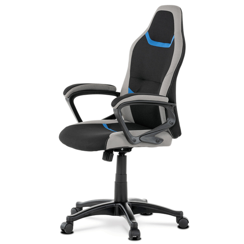 Herní židle, houpací mechanismus, černá látka, KA-L611 BLUE