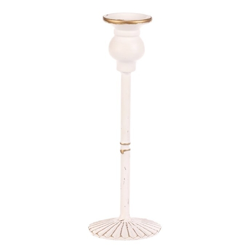 Svícen kovový - 24 cm, na kónickou svíčku, bílý