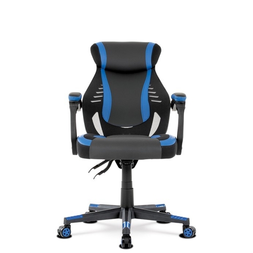 Herní křeslo, houpací mechanismus, černá ekokůže, KA-Y213 BLUE