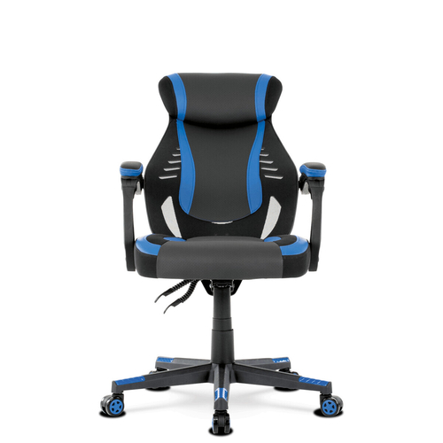 Herní křeslo, houpací mechanismus, černá ekokůže, KA-Y213 BLUE