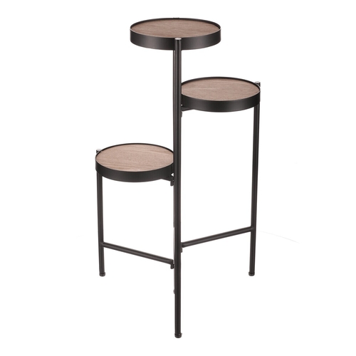 Stojan na květiny - 3 patrový, kovový s MDF (dýha jasan)