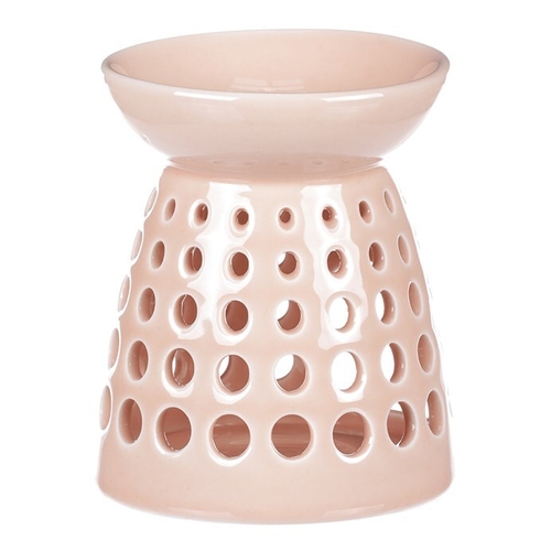 Aromalampa - porcelánová, kulaté otvory, barva meruňková