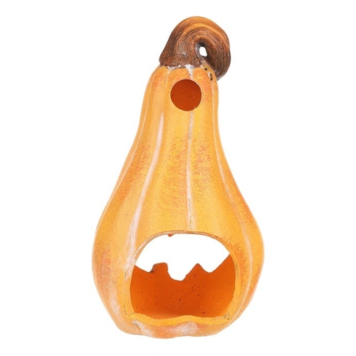 Dýně keramická - s obličejem, na svíčku, tvar hrušky, žlutá