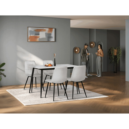 Jídelní set s 4 židlemi, 130x70x76cm, keramika, mramor, ASE-1038 WT2