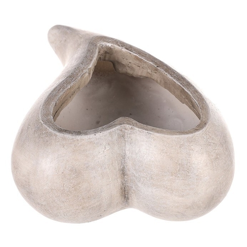 Obal květinový pietní  - tvar srdce, polyresin, šedý