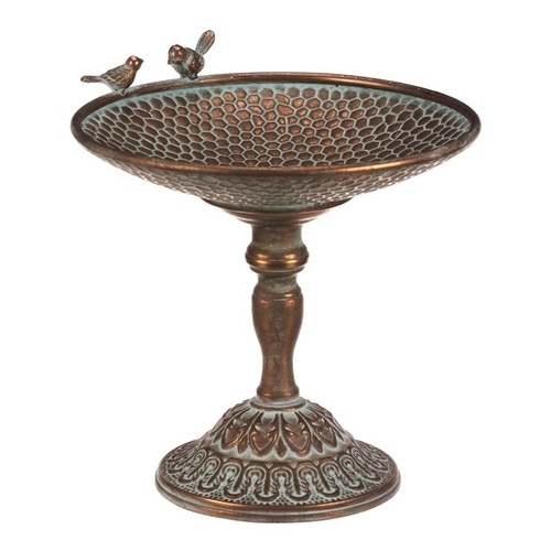 Stojan kovový - 29 cm, aranžovací, s ptáčky, měděný