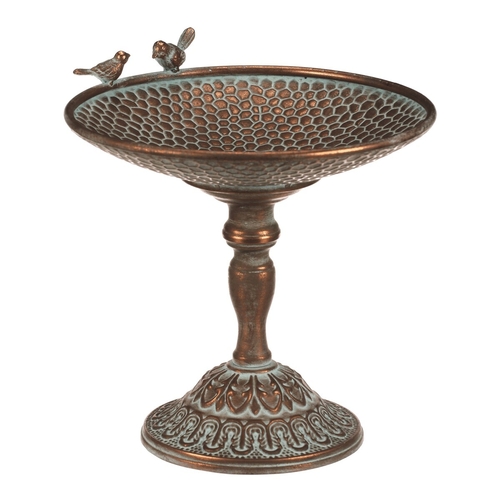 Stojan kovový - 29 cm, aranžovací, s ptáčky, měděný