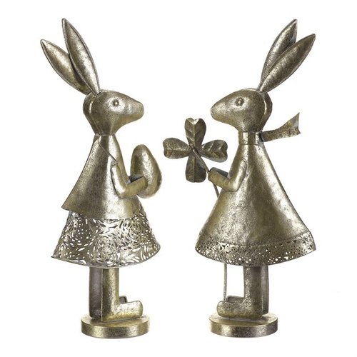 Zajíc - kovová dekorace, zlatá, mix 2, cena za 1 ks