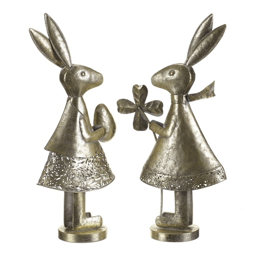 Zajíc - kovová dekorace, zlatá, mix 2, cena za 1 ks