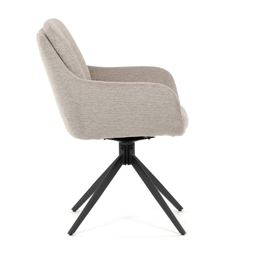 Jídelní židle otočná 180°, béžová, látka, DCH-P3174 LAN2