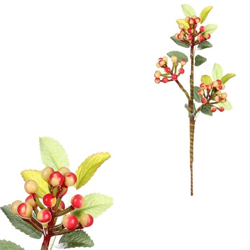 Jeřabiny - umělá větev, oranžovo-krémové bobule