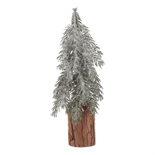 Smrk na špalku - mini, výška 32 cm, zelený, ojíněný
