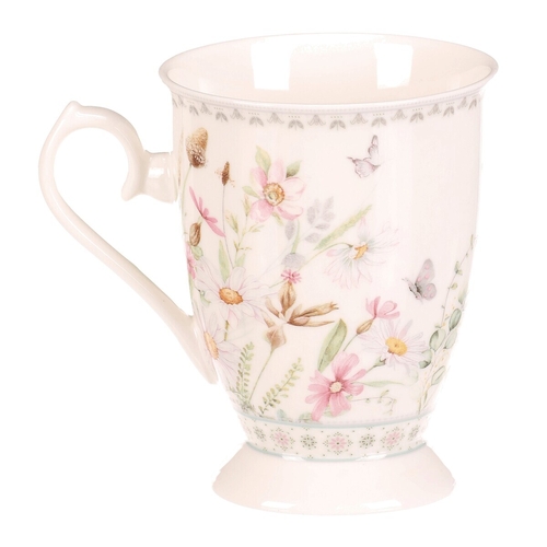 Hrnek malovaný - porcelán, dárková dóza, motiv rozkvetlé louky