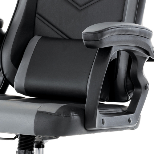 Herní křeslo, houpací mechanismus, šedá ekokůže, KA-L626 GREY