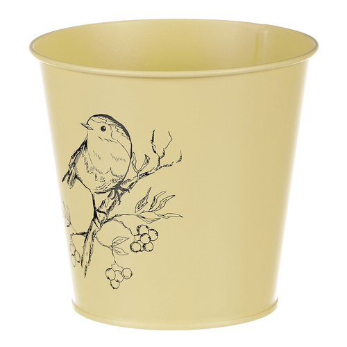 Obal kovový - motiv ptáčka, barva žlutá