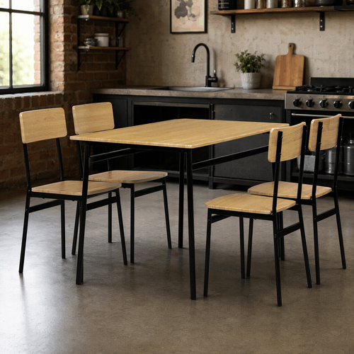 Jídelní set s 4 židlemi, 110x70x76cm, mdf, divoký dub, AUT-O2155 OAK