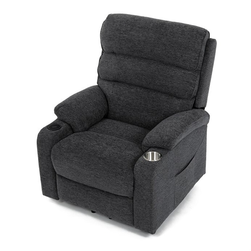 Polohovací křeslo, elektrické kabelové ovládání, šedá, látka, TV-S8348 GREY2