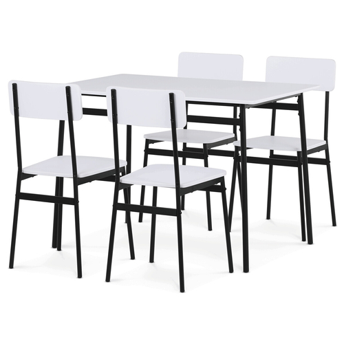 Jídelní set s 4 židlemi, 110x70x76cm, mdf, bílá, AUT-O2155 WT