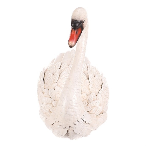 Labuť - kovová  zahradní dekorace, vel. M, barva bílá