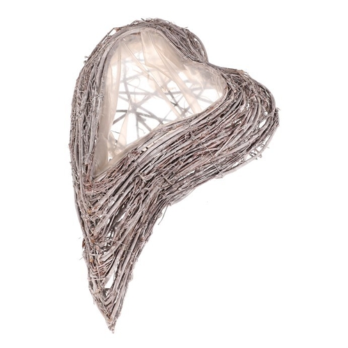 Obal na květiny pietní - proutěný, tvar srdce, šedý