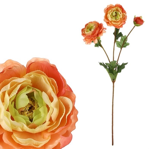 Ranunculus - umělá řezaná květina, meruňková barva