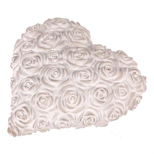 Srdce s růžemi - betonové, šedé